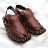 Double Sole Takidar Chappal Mustard - Pure Leather Handmade Peshawari chappal