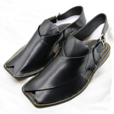 Zardari chappal Black- Pure Leather Handmade Peshawari chappal
