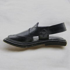 Double Sole Takidar Chappal Black - Pure Leather Handmade Peshawari chappal