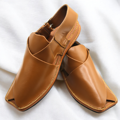 Zardari chappal Yellow - Pure Leather Handmade Peshawari chappal