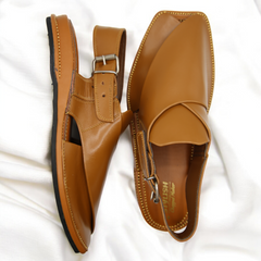 Zardari chappal Yellow - Pure Leather Handmade Peshawari chappal