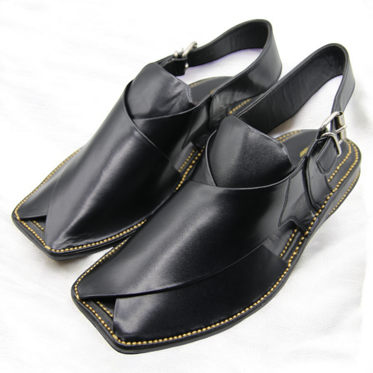 Zardari chappal Black- Pure Leather Handmade Peshawari chappal