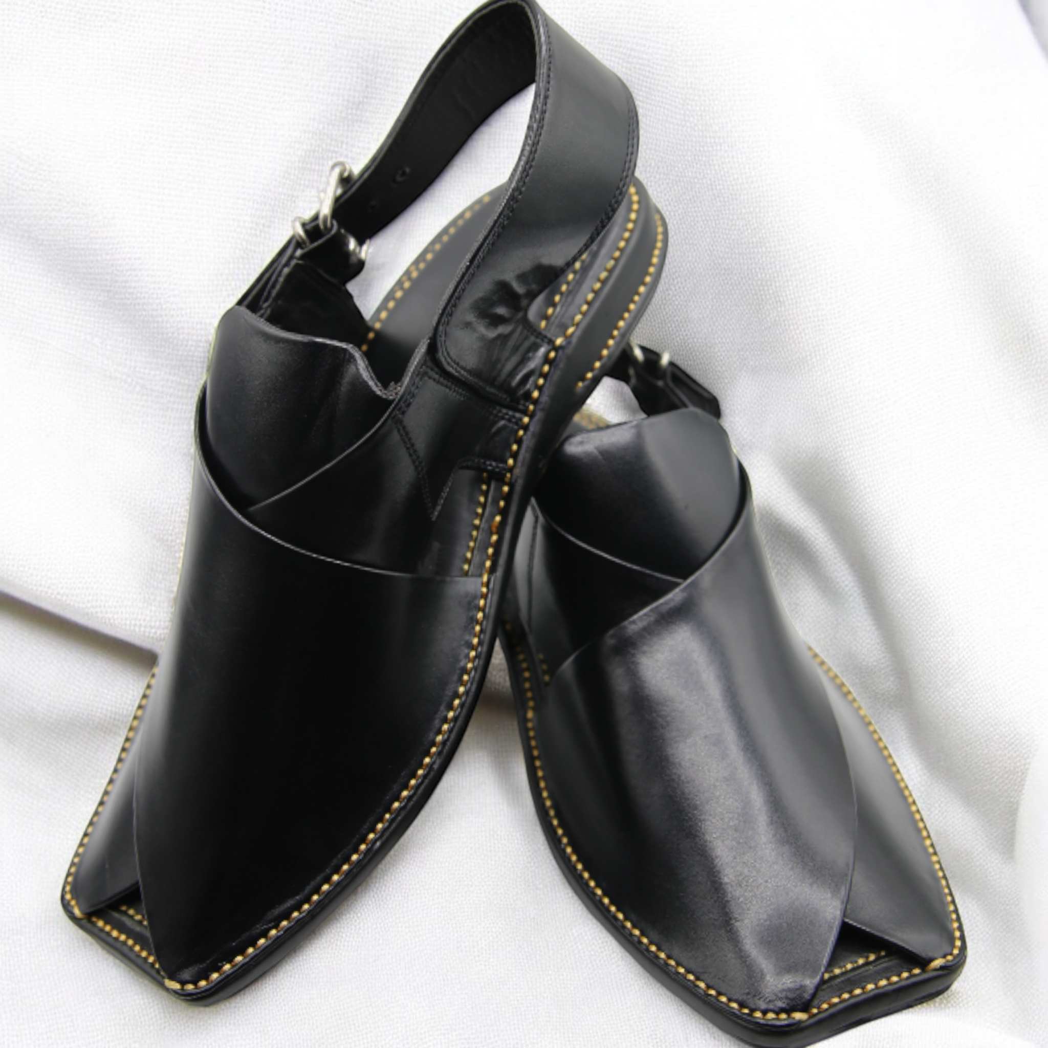 Zardari chappal Black- Pure Leather Handmade Peshawari chappal