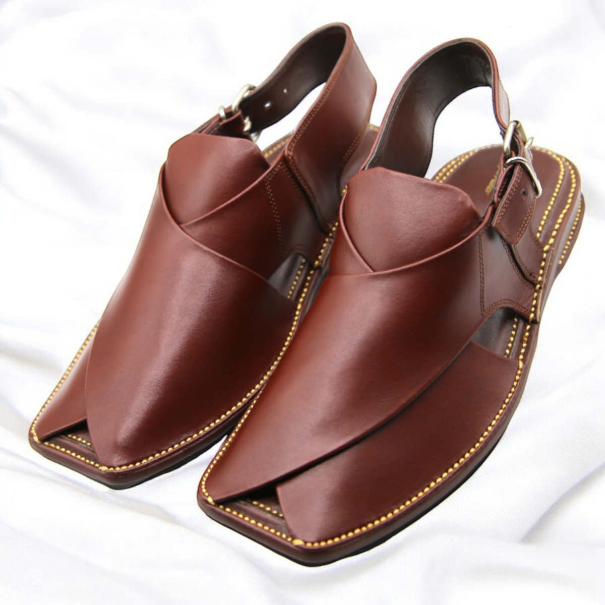 Zardari chappal Mustard - Pure Leather Handmade Peshawari chappal