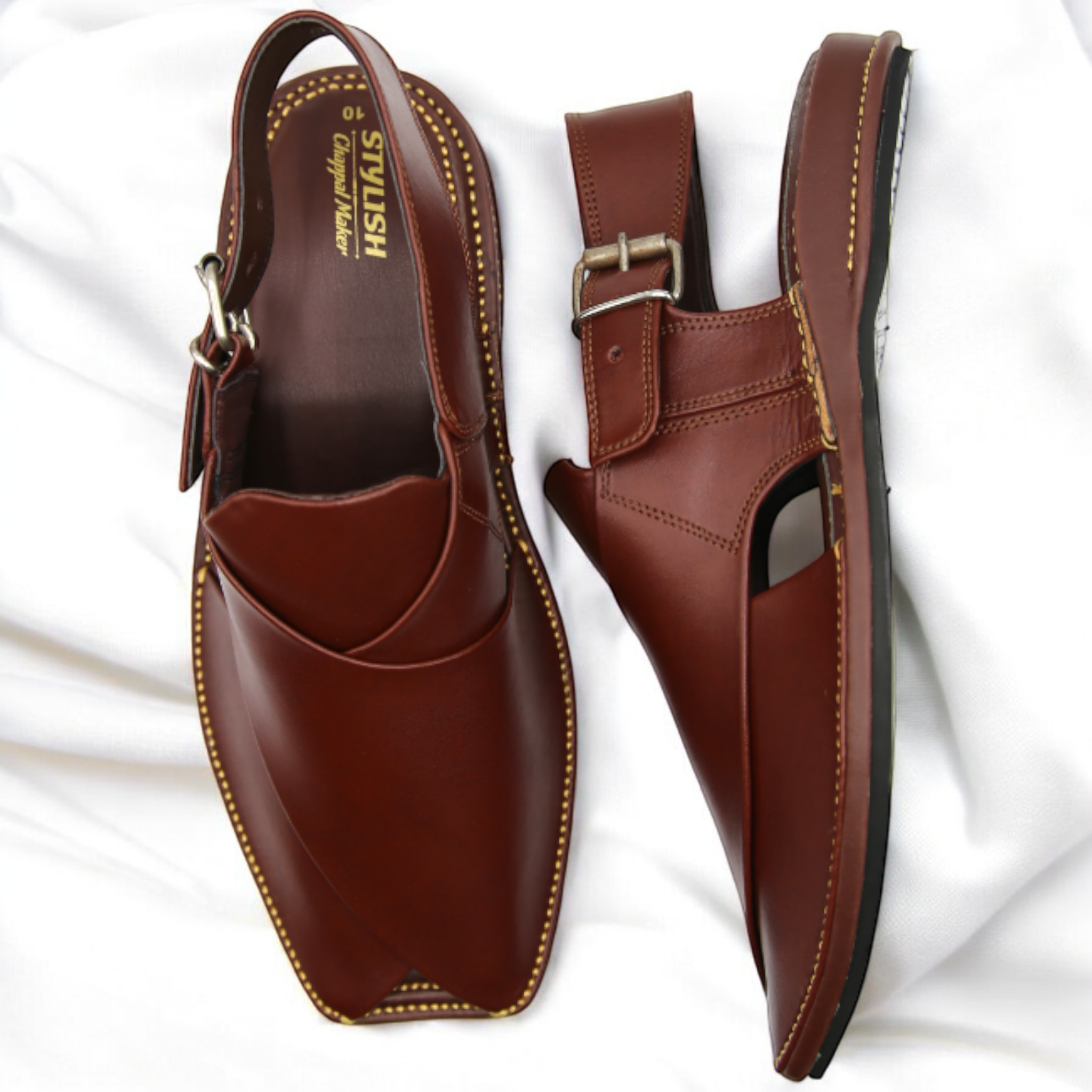 Zardari chappal Mustard - Pure Leather Handmade Peshawari chappal