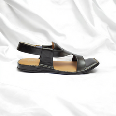 Panjedar Chappal Black - Pure Leather Handmade Peshawari chappal