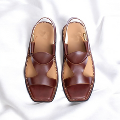 Panjedar Chappal Mustard - Pure Leather Handmade Peshawari chappal