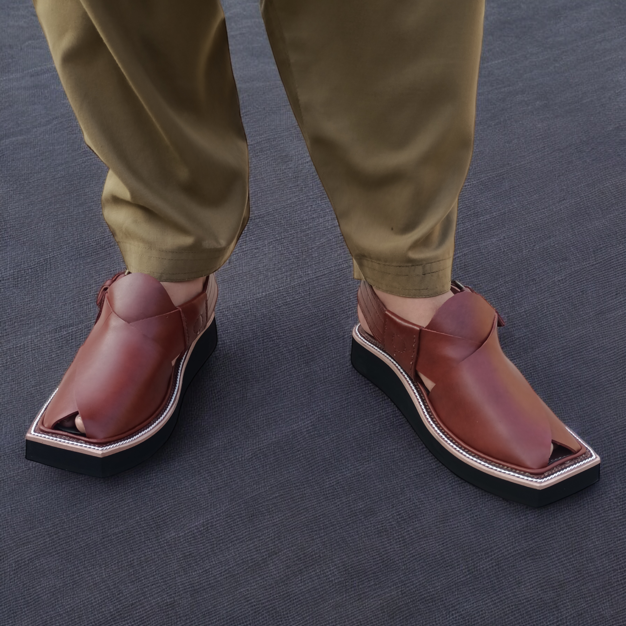 Kaptaan Chappal Double Sole Mustard - Pure Leather Handmade